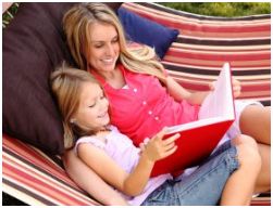 Reading mom and girl