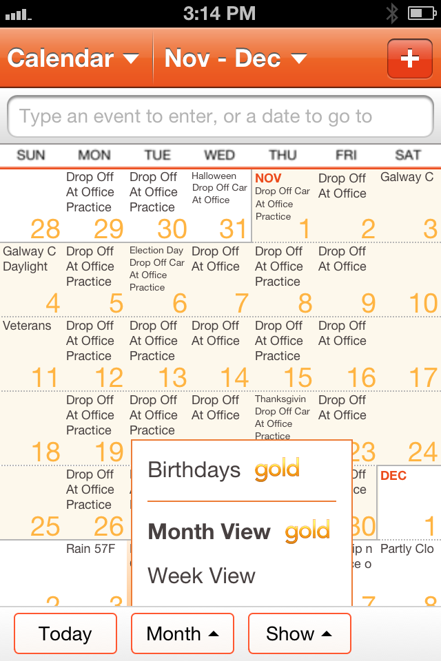 Birthday Tracker Month View
