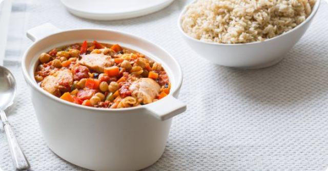 Braised Chicken with Olives and Chickpeas