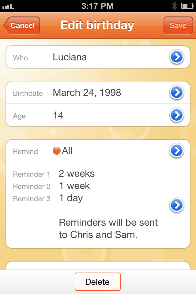 Birthday Tracker Edit