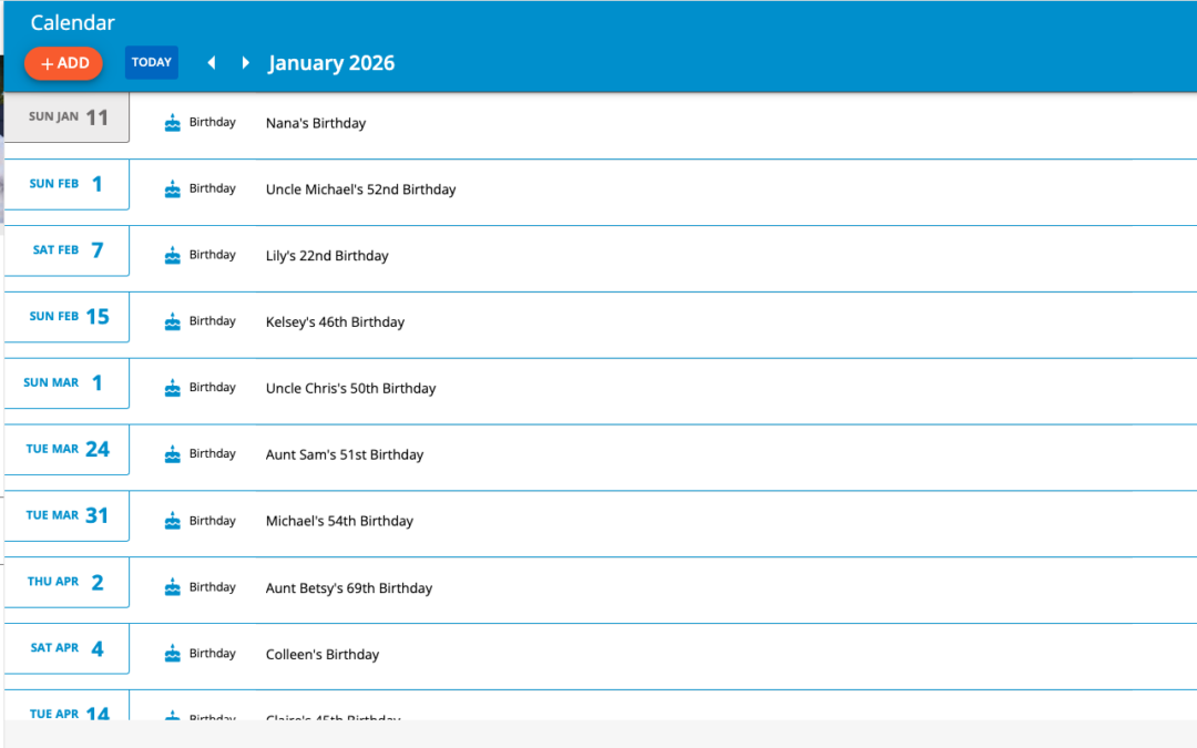All Their Birthdays, One Birthday Calendar: Introducing Cozi Gold Birthday Tracker
