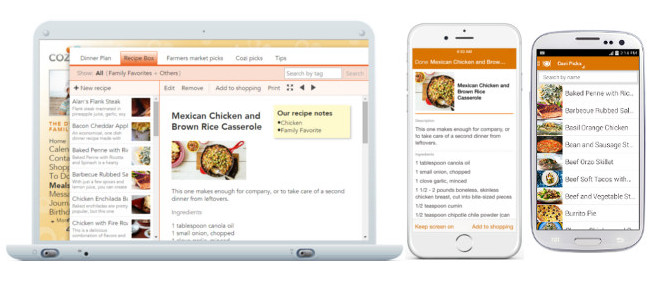 Cozi Mobile Recipe Box, Web Recipe Box