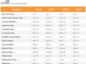 free printable calendar holidays