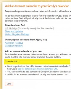 Add external calendar to Cozi
