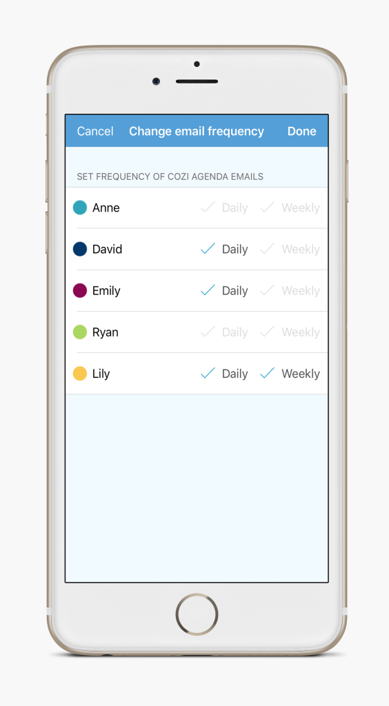 daily agenda settings