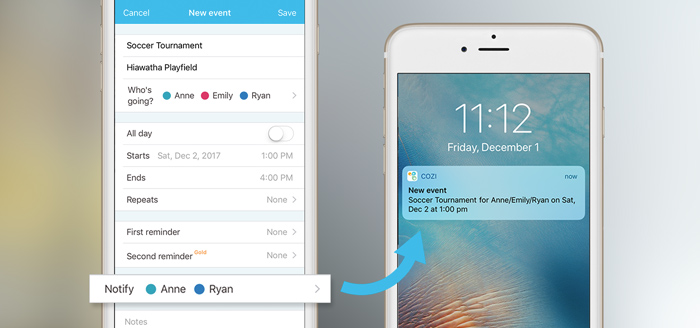 New in Cozi: Automatic Event Notifications, Custom Notification Sound, Calendar Management