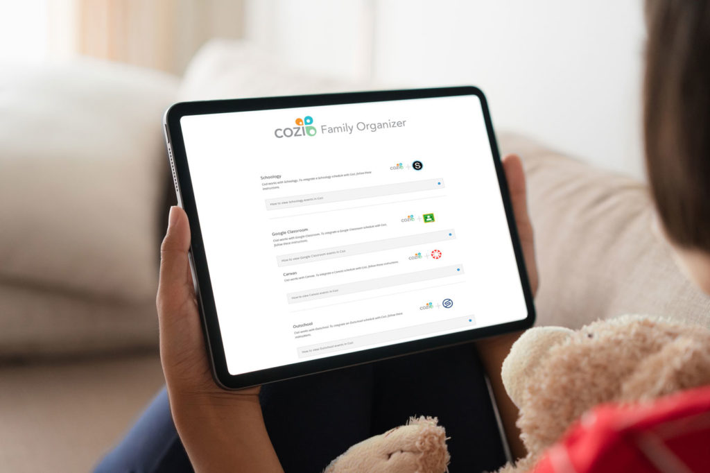 Google Classroom, Schoology, Canvas and Outschool calendars in Cozi