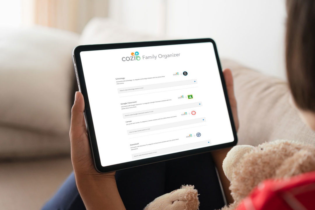 Google Classroom, Schoology, Canvas and Outschool calendars in Cozi