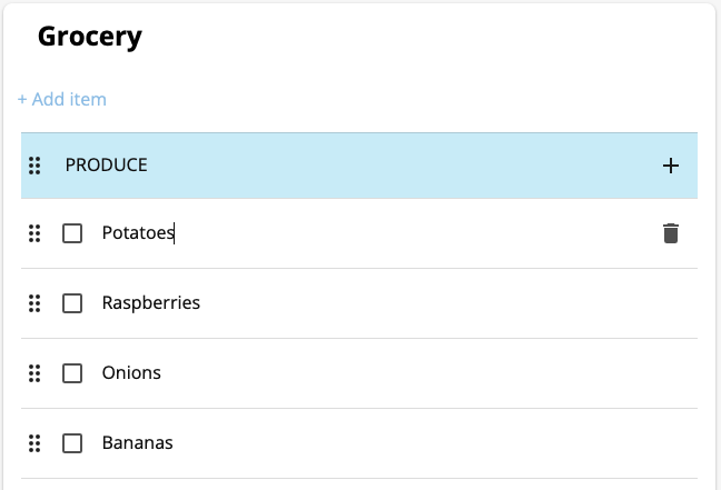 Reordering items
