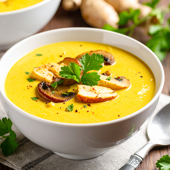 Turmeric Ginger Shiitake Chicken Soup